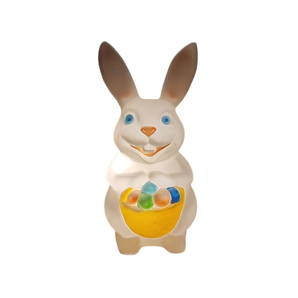 Empire Easter Bunny Egg Basket Lighted Blow Mold Empire 23 Inches Tall Vintage